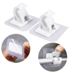 SET OF 2 PLASTIC CURTAIN SELF ADHESIVE POLE WALL BRACKETS
